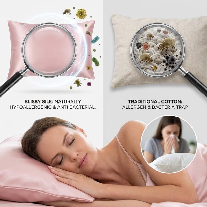 Hypoallergenic silk pillowcase