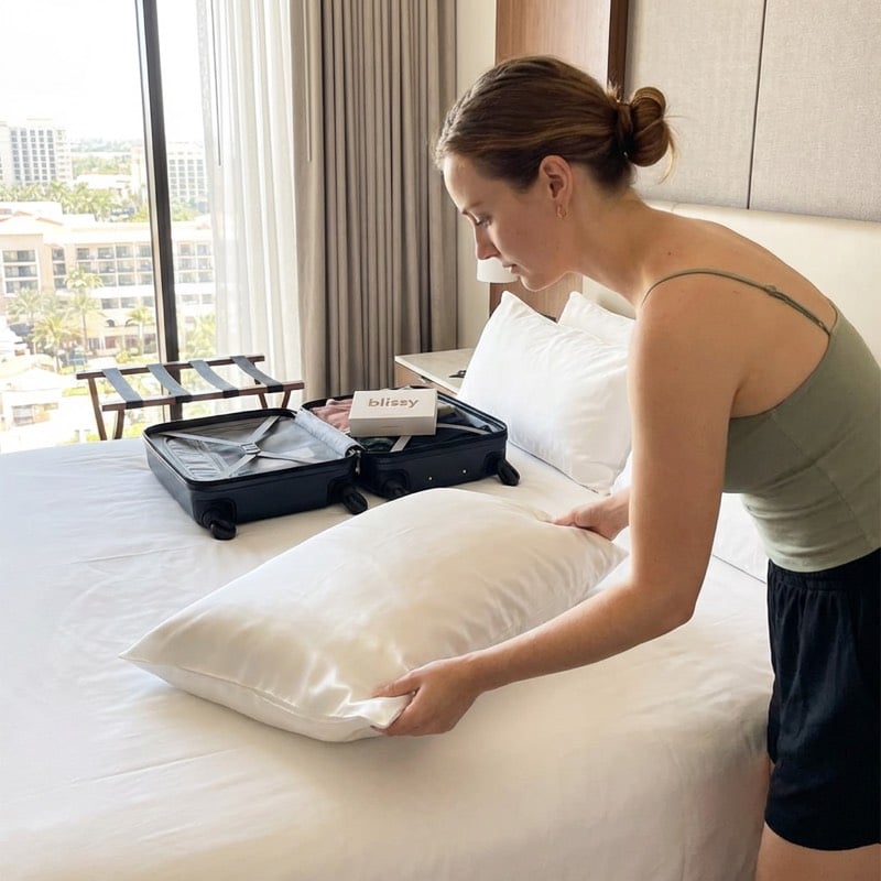 Travel silk pillowcase